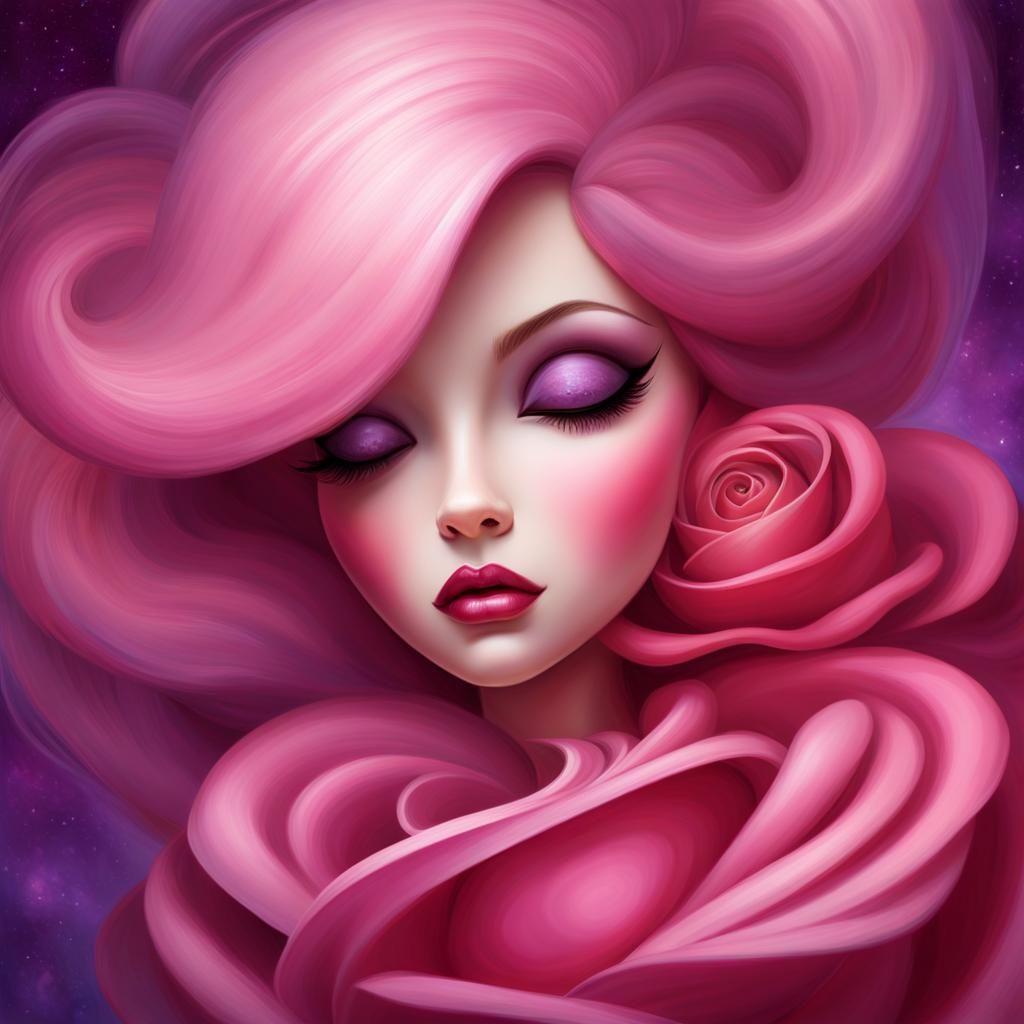 hyperdetailed digital painting of a beautiful rose, Blush, Persian pink