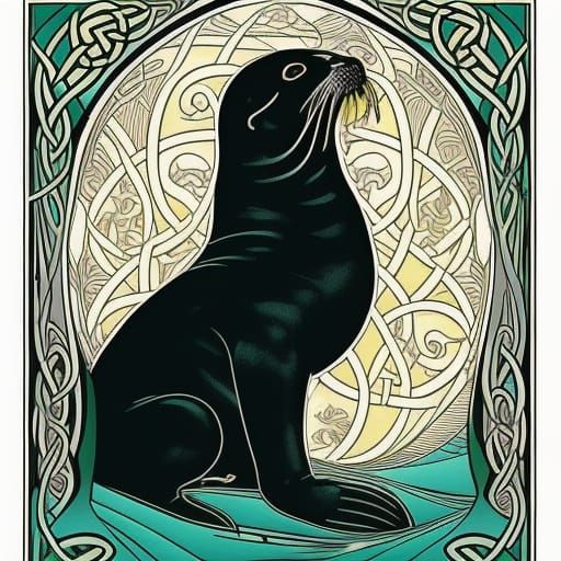 Art nouveau Celtic sea lion