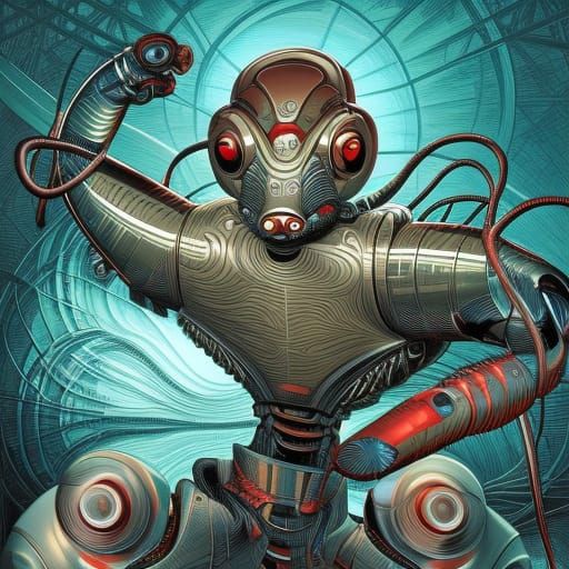 robotic lobster Mark Brooks and Dan Mumford, comic book art, perfect ...