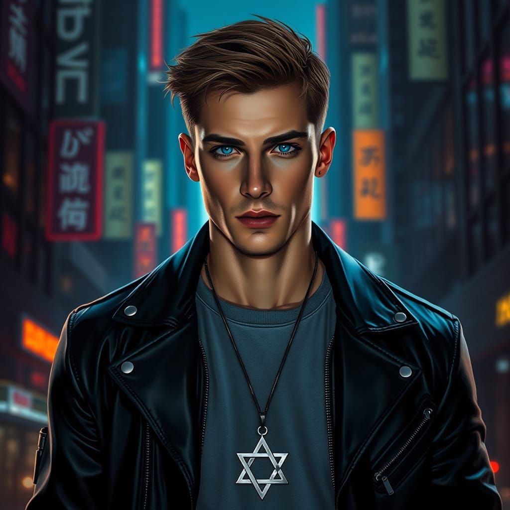 Neon City Portrait in Futuristic Noir Style