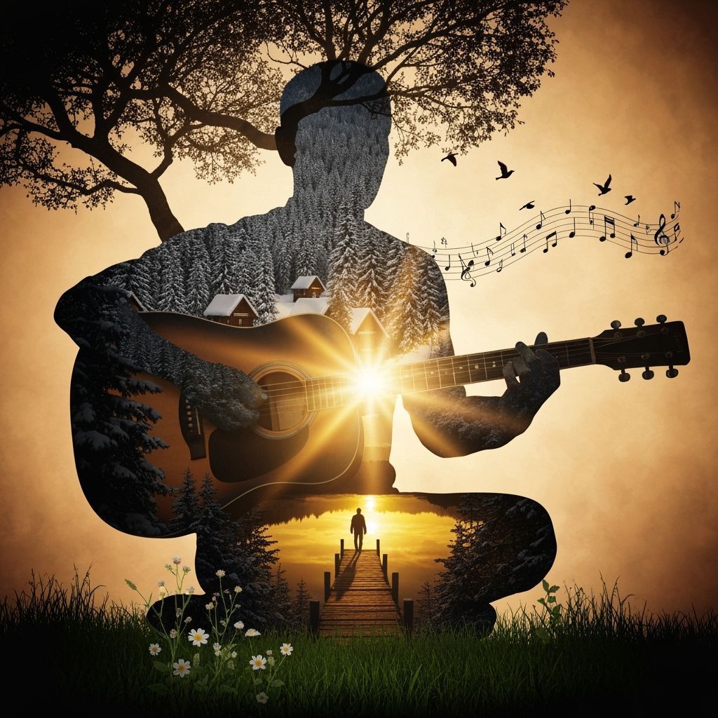 Silhouette Guitarist Reveals Winter Landscape