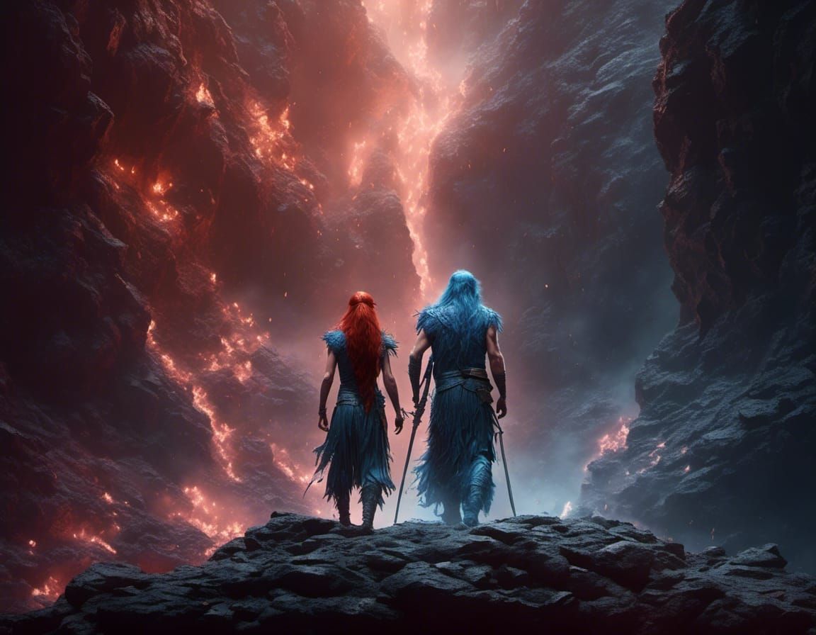 Viking and redhaired woman