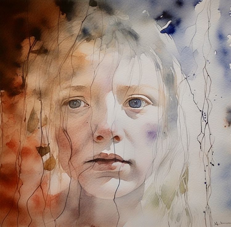 Apprehension, a watercolor