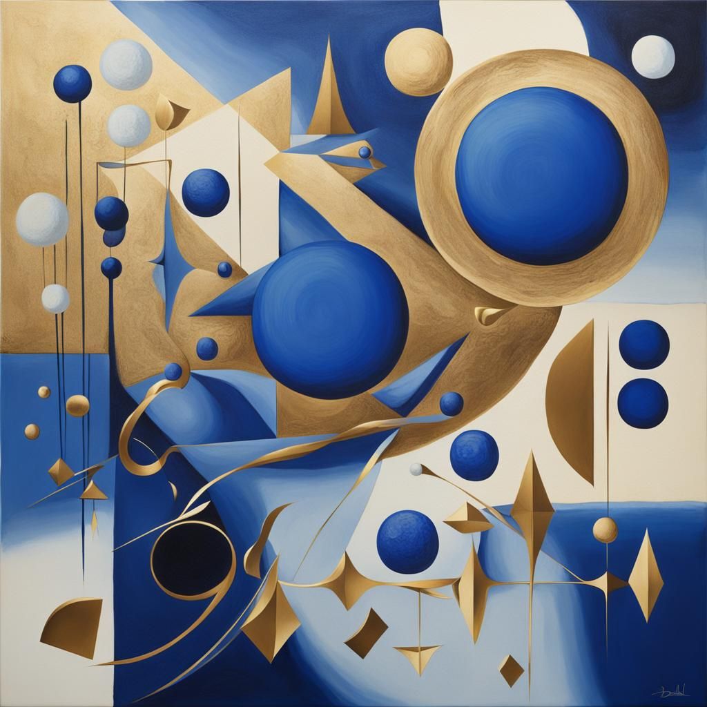 Abstract azure gold and ivory AI Generated Artwork NightCafe Creator