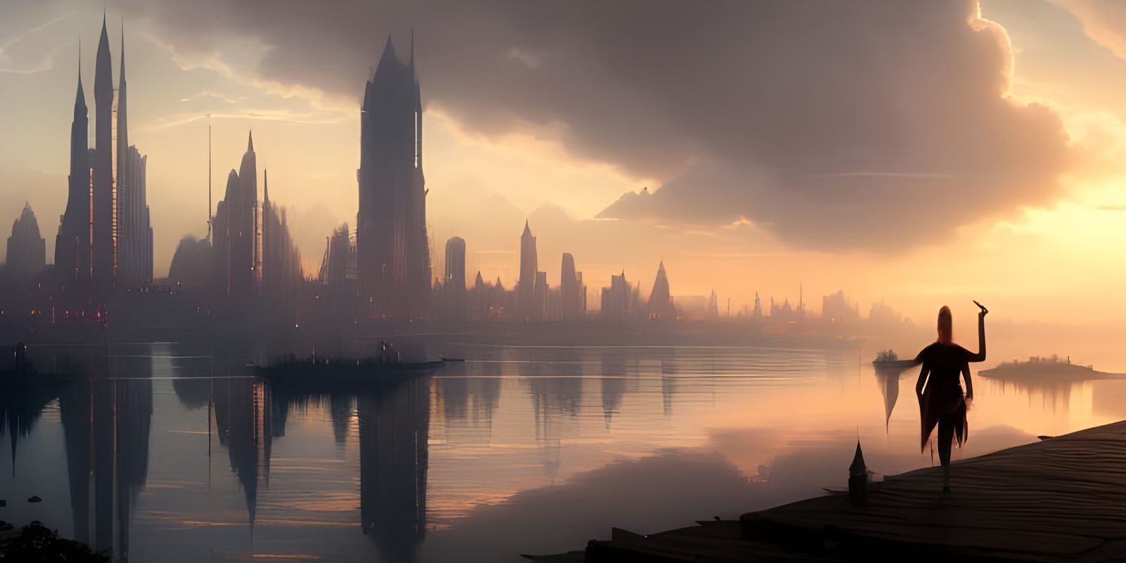 Epsilon Eridani City at Sunset