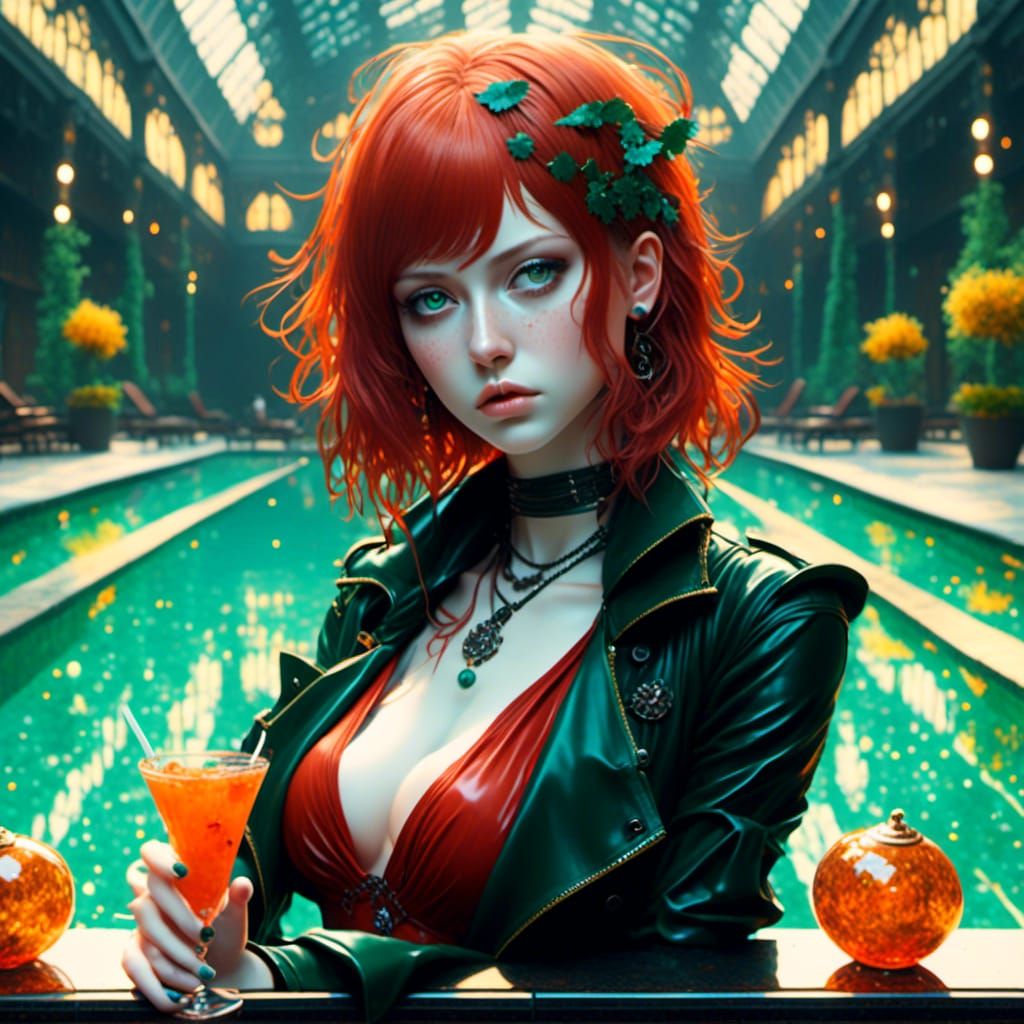  <lora:G-Anime:1.0>  woman by pool 