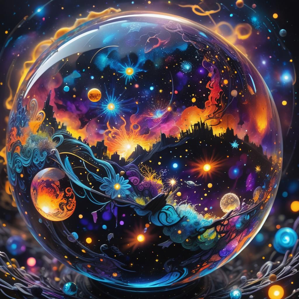 Zentangle Universe in a Glass Globe