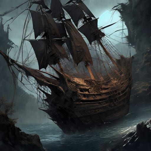 Decaying old pirate ship - AI Generated Artwork - NightCafe Creator