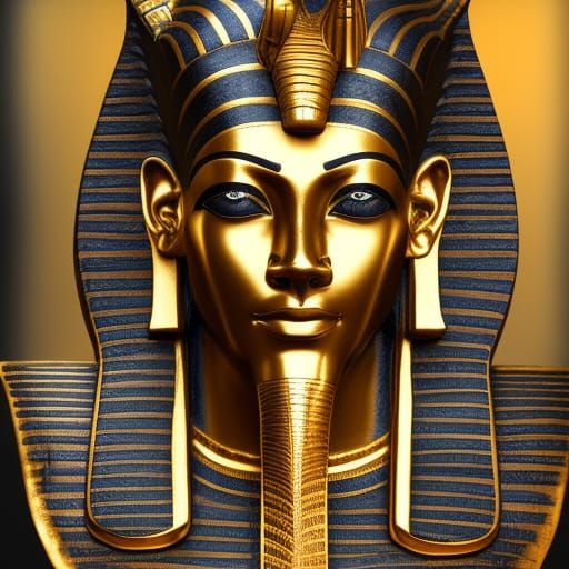 Anubis, face, detailed, golden, black, beautiful, realistic, ancient ...