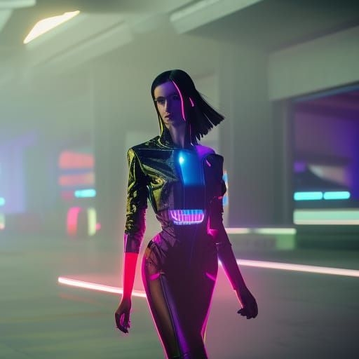 Futuristic model at cutting edge runway