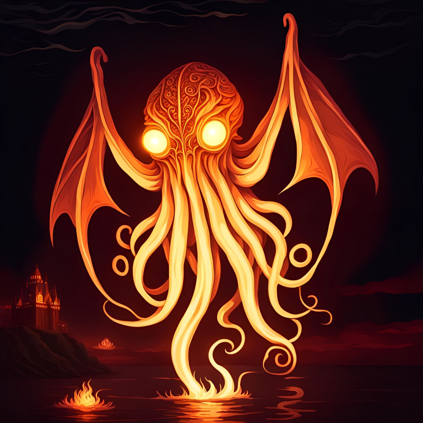 Fiery Cthulhu: Real Life Carved Jack-o-lantern Start Image -...