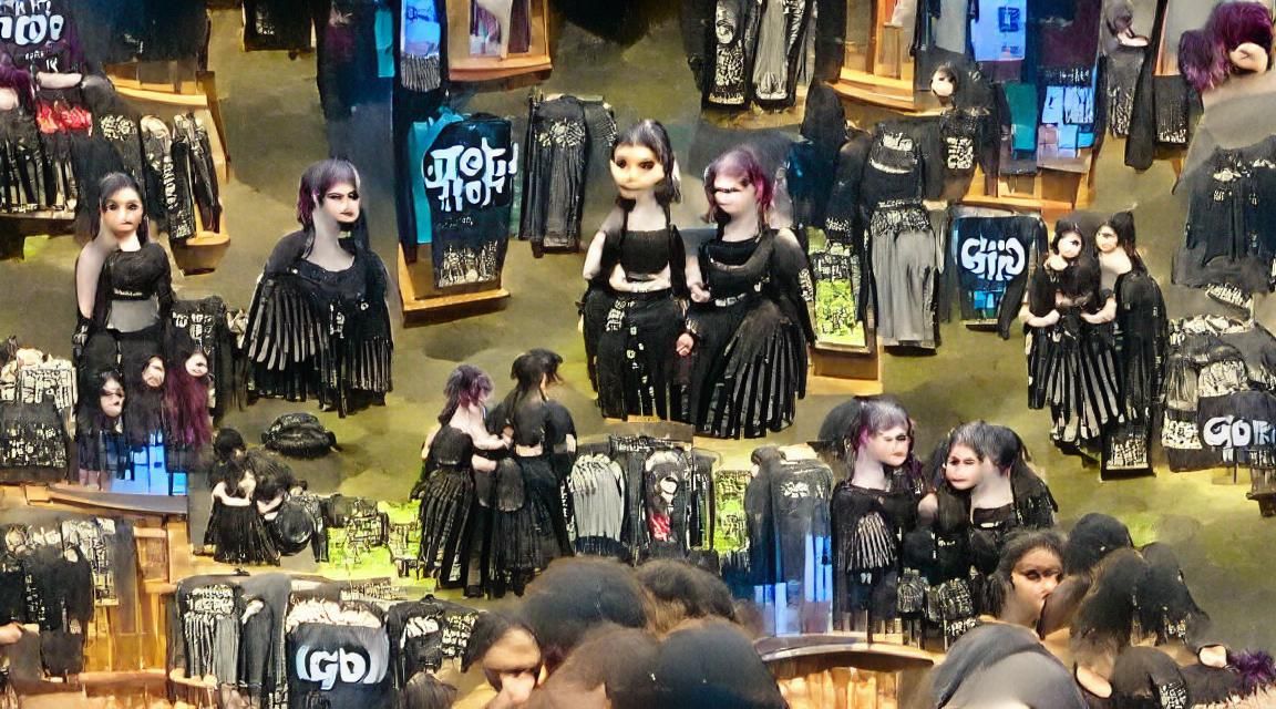Goth Girls at Hot Topic at the Mall