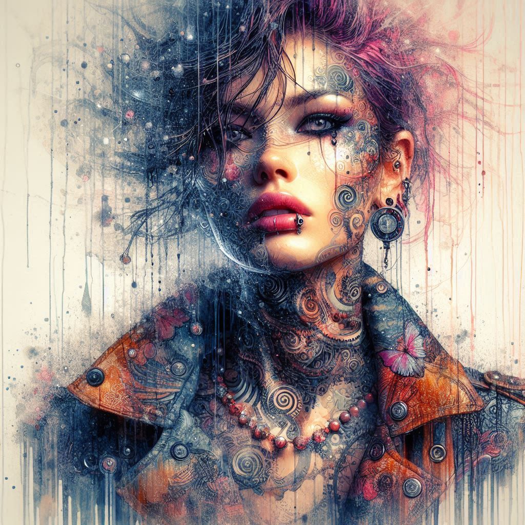 double exposure beautiful fantasy DALL-E 3 portrait landscap...