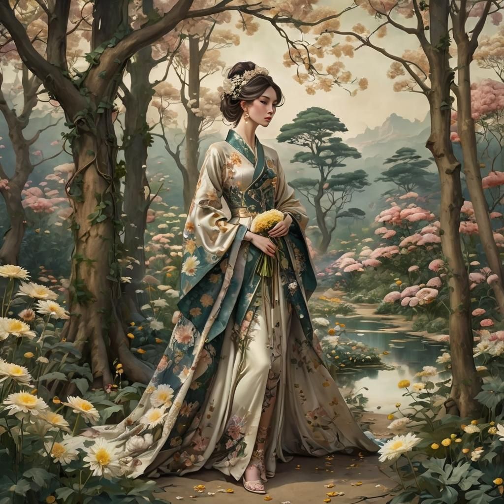 Beautiful Chinese Princess, Artistic Portrait in a Fantasy S...