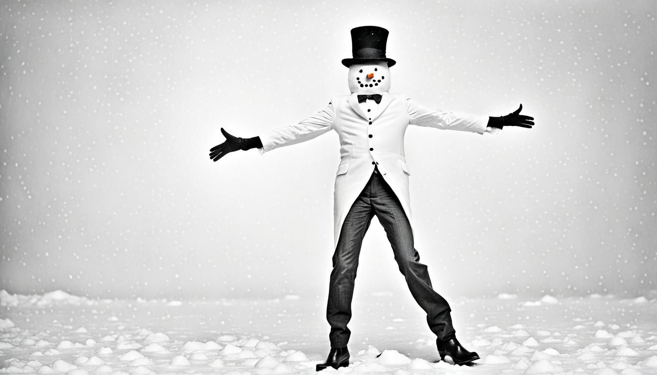 Snowman in the style of richard avedon