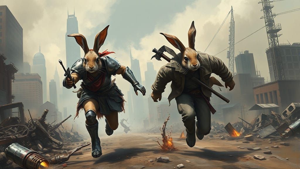 Warriors of a Dystopian Cityscape in Cyberpunk Sty... - AI Art