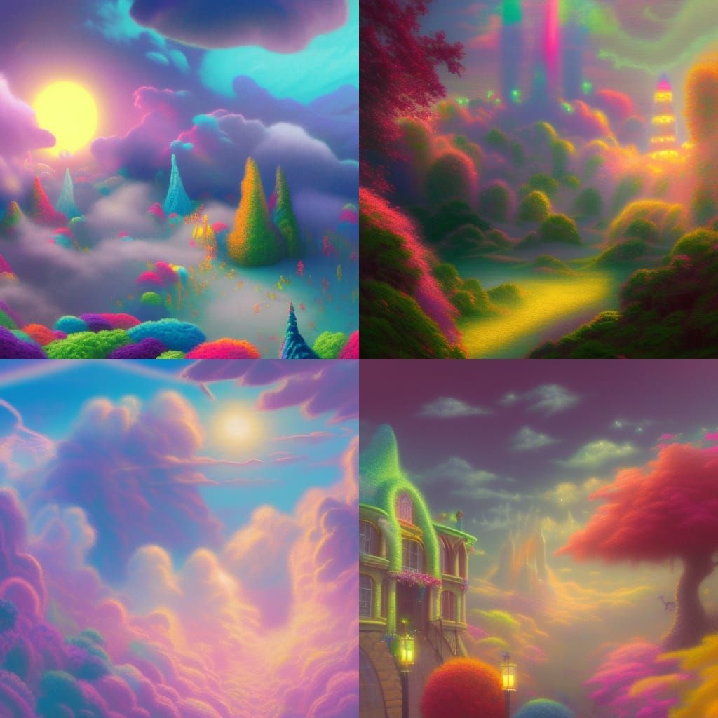 Fluffy hunted house detailed matte painting synthwave neon r...