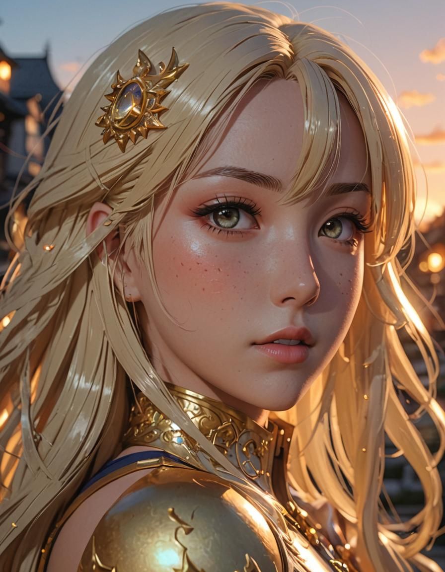 Arcane-Style Character in Golden Hour Anime Scene