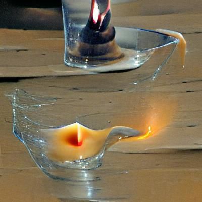 a candle melting over a glass cup