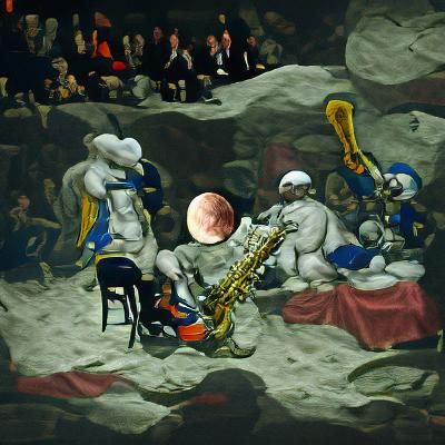 A jazz concert on the moon renaissance painting