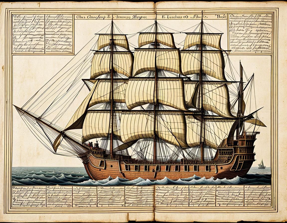 1600s diagram of a ship - AI Generated Artwork - NightCafe Creator