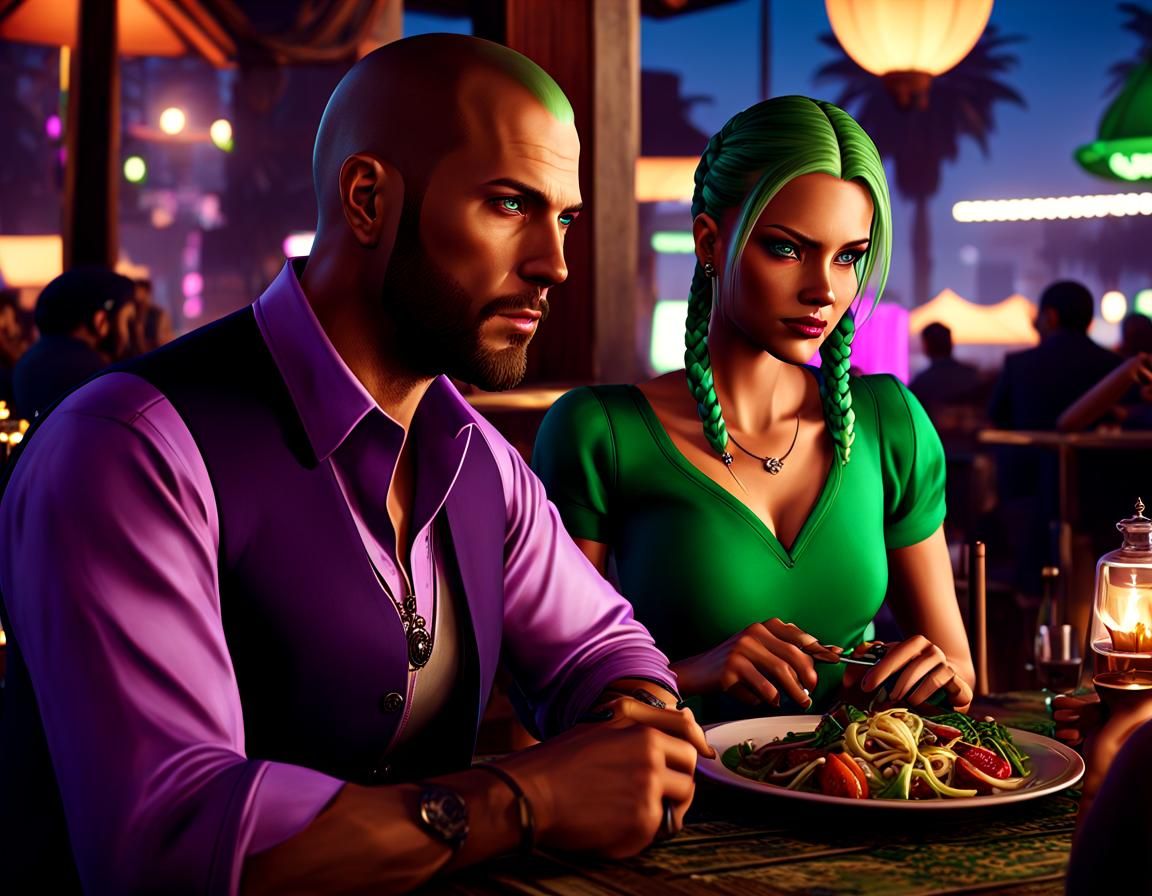 Romantic Dinner in Los Santos: Cinematic Film Still