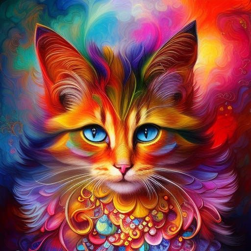 Fractal Watercolor Kitten