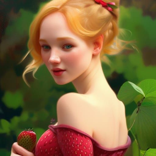 Strawberry girl AI Generated Artwork NightCafe Creator