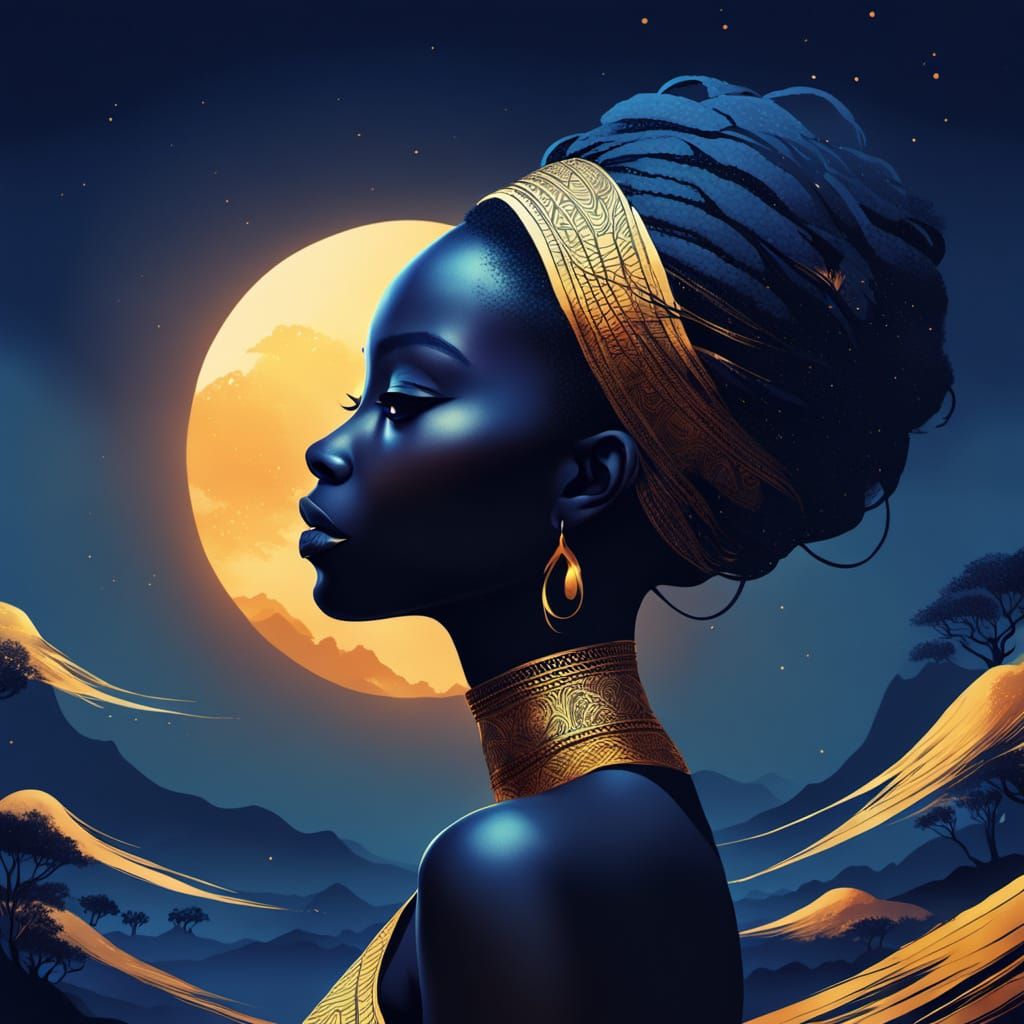 An ethereal dark female form,  her African past in silhouette ...  by @OnyxRose