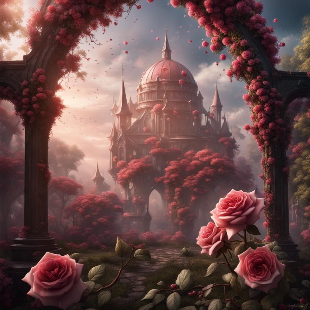 Daring Rose: Blossoming Hope in Detailed Matte Painting