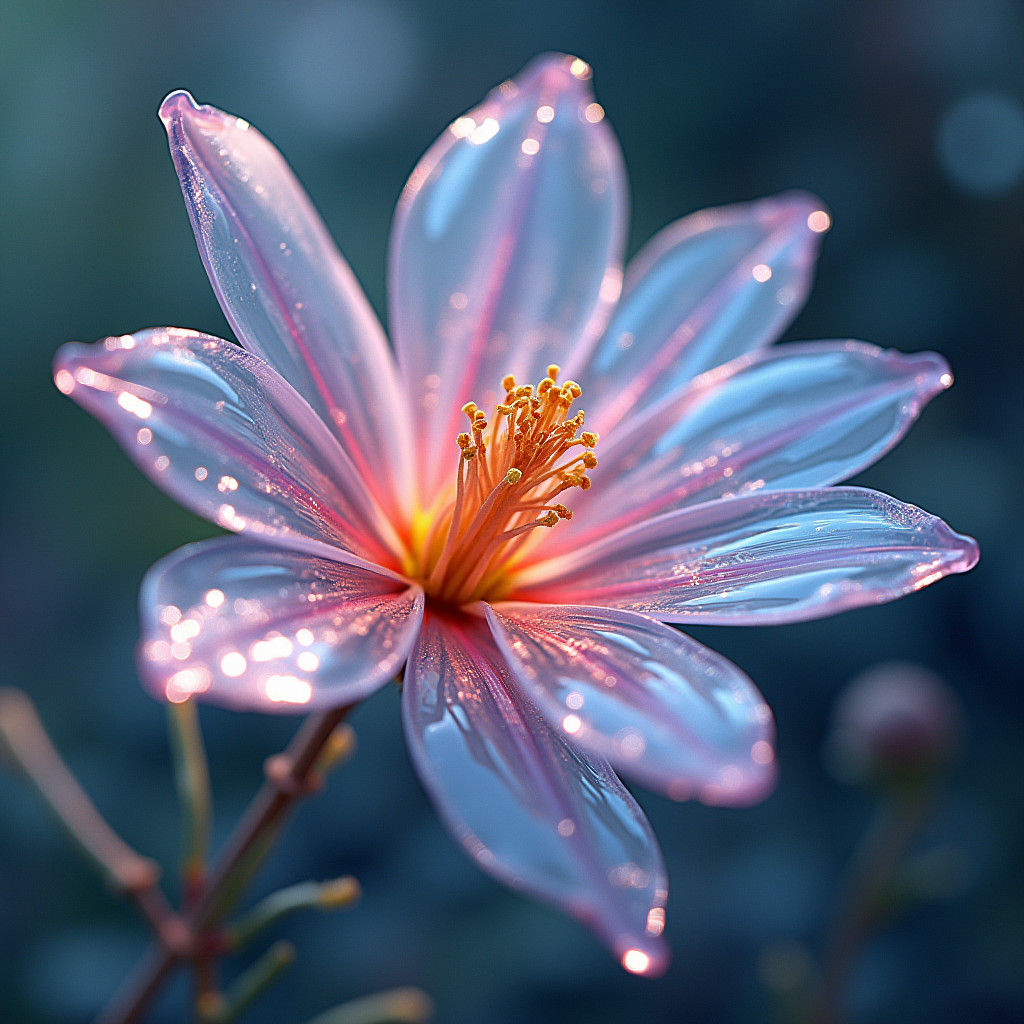 Translucent Liquid Flower in Futuristic Style