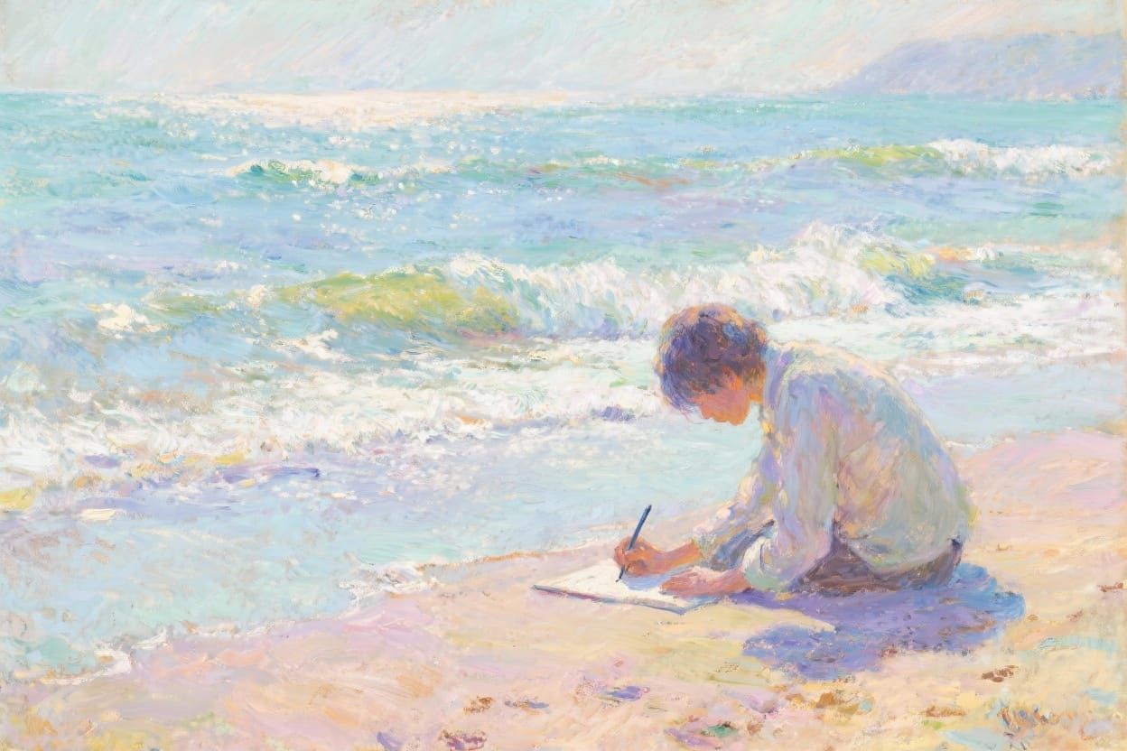 Impressionist Beach Writer in Vibrant Colors