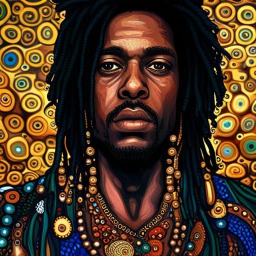 African American man dreadlocks Gustav Klimt psychedelic hip hop ...