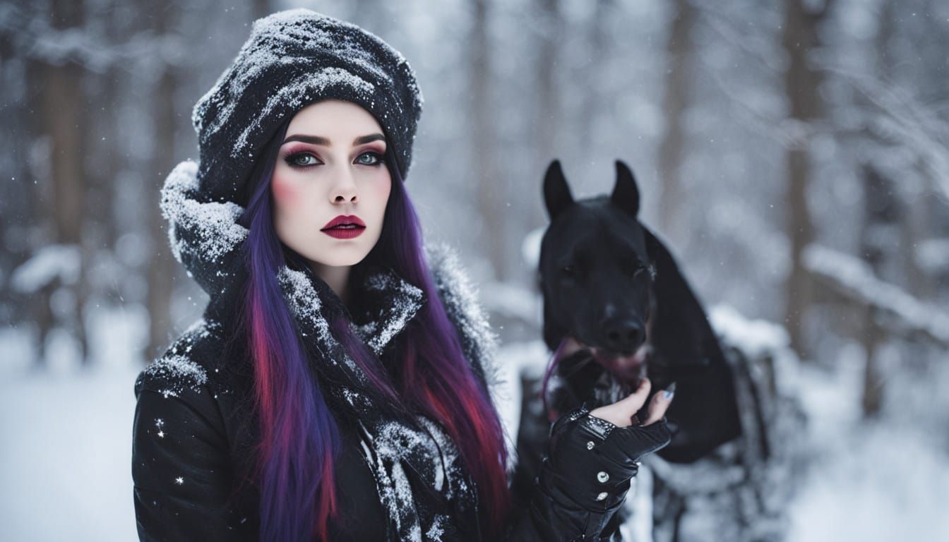 Gothic Goddess in Winter Wonderland