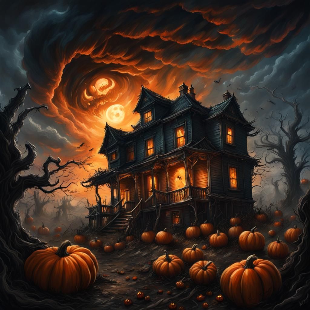 spooky house at night-Welcome to the party  by @undefined