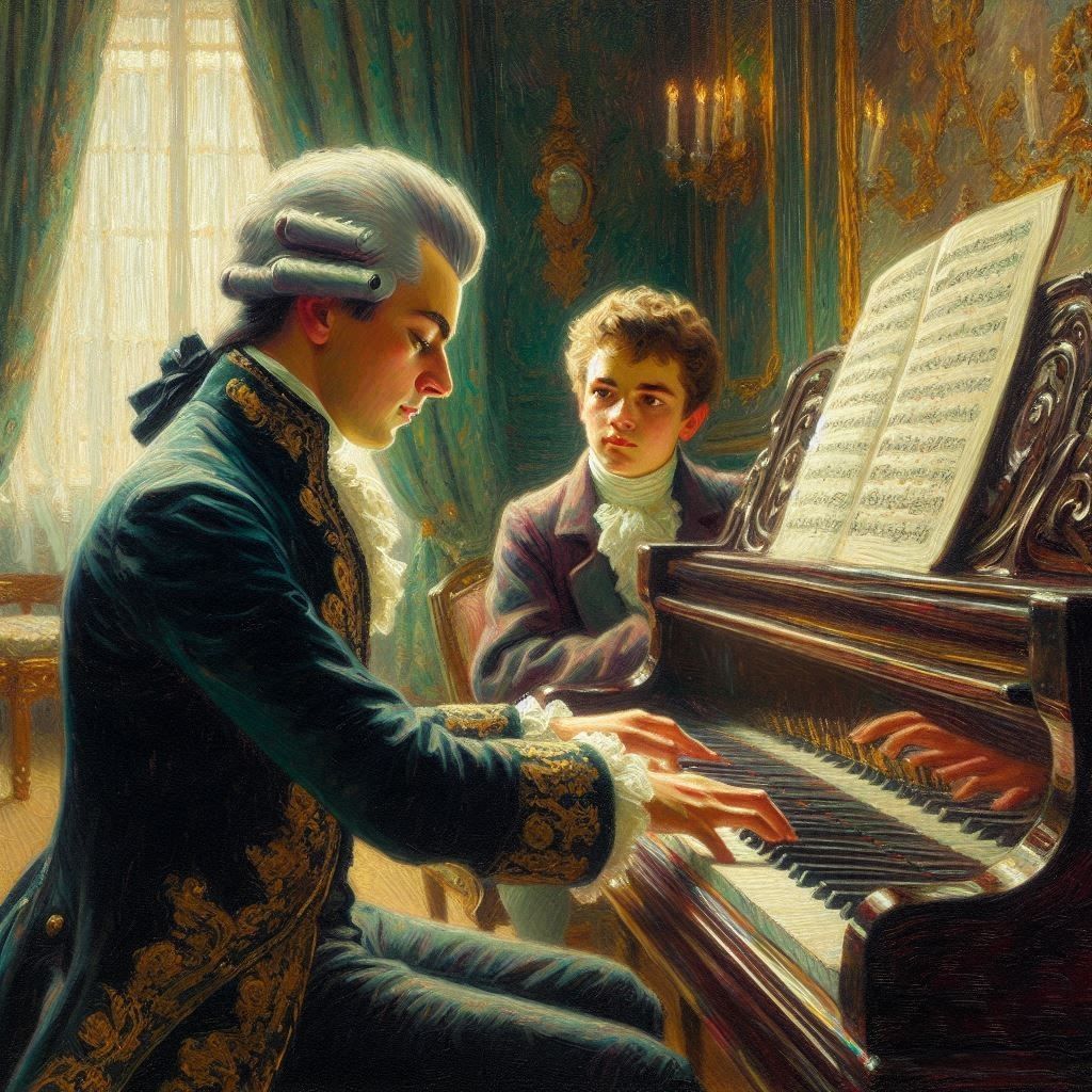 “Harmony of Geniuses: Mozart Teaching Beethoven #1"