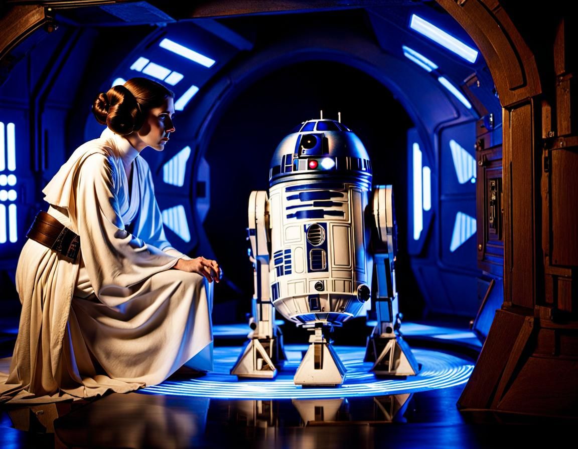 Leia recording the hologram she want to send to Obi-Wan Kenobi  by @That cinema teacher