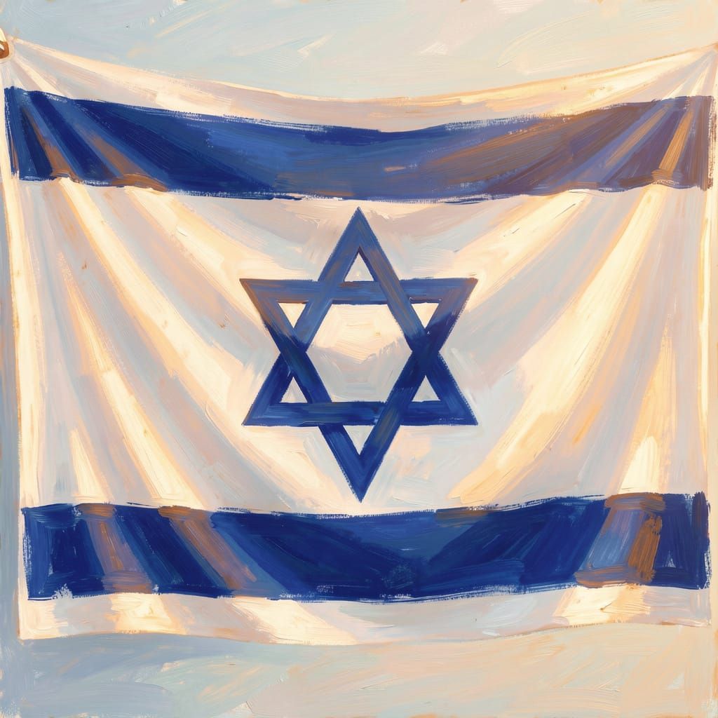 Israel Flag in Impressionist Painterly Style