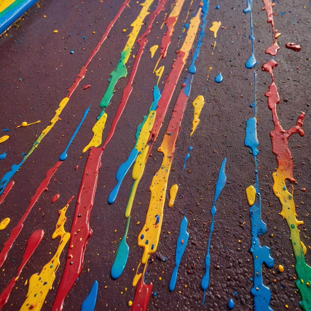 A sliding board on a playground, made of a rainbow. abstract...