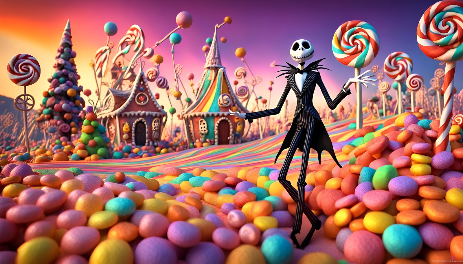 Jack Skellington dances thru Candyland  by @Rboblee