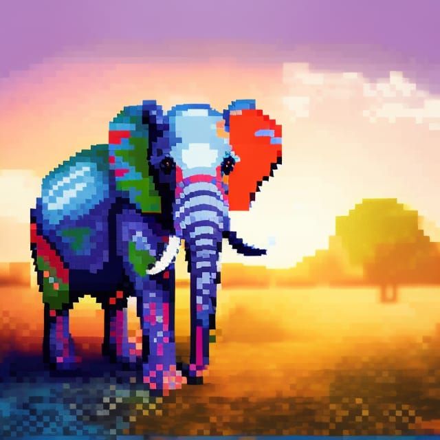 pixelated elephant image - AI Generated Artwork - NightCafe Creator