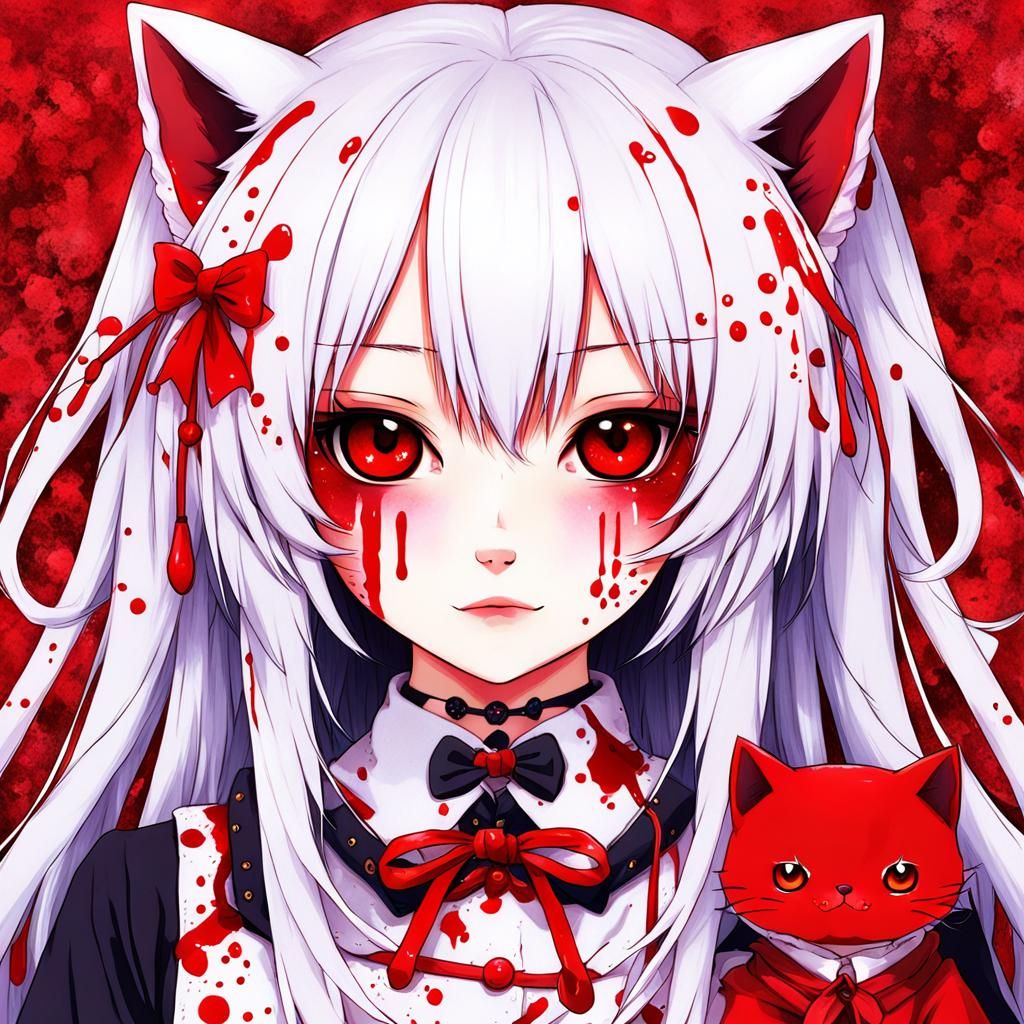 Kawaii blood neko girl - AI Generated Artwork - NightCafe Creator