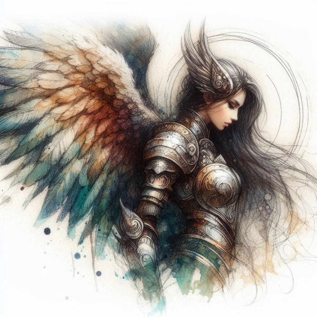 Watercolor Female Angel 1