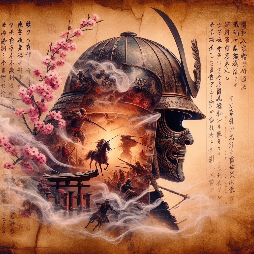 Samurai Helmet Battle scene Double Exposure: 1)