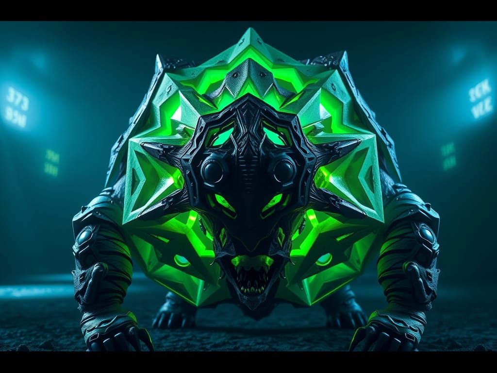 a hyperrealistic 3d monstrous creature in the shape of a Irregular Dodecagon 