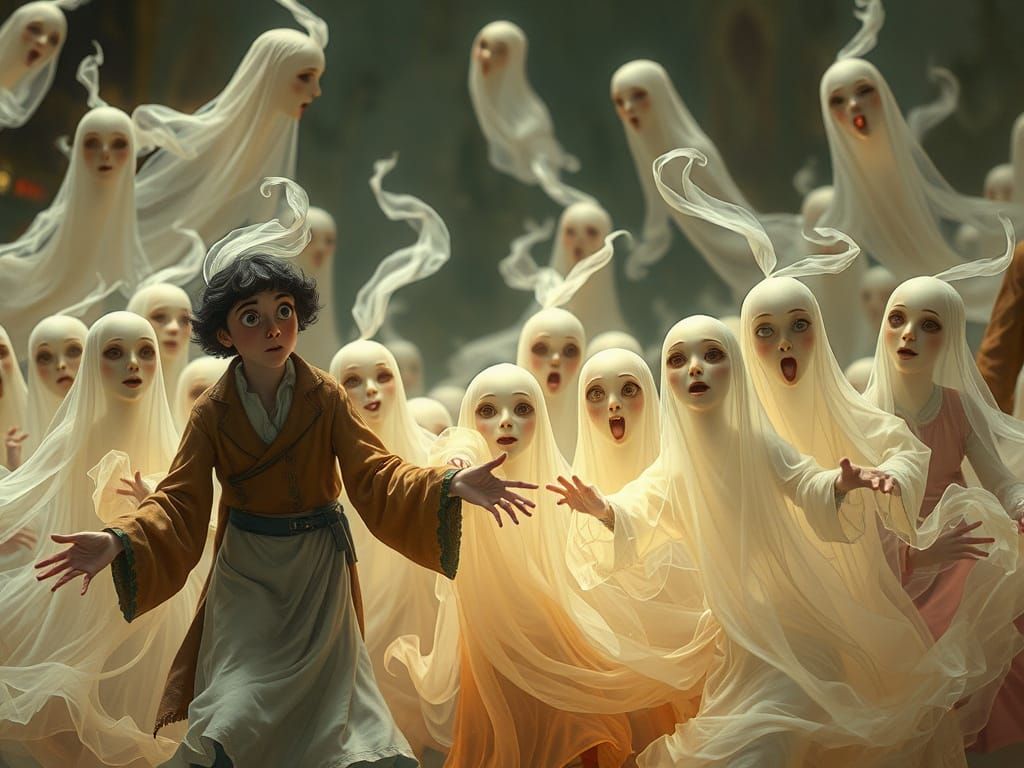 A merry party of translucent some ghosts