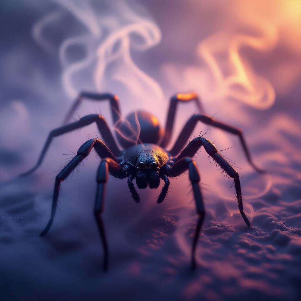 Ethereal Spider Formed From Cigarette Smoke