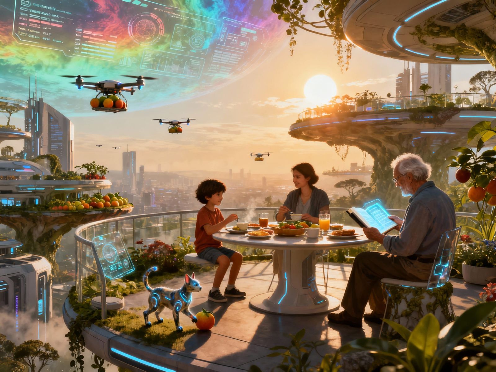 Una mattina qualunque nell’anno 2147: un quartiere sospeso tra architettura organica e tecnologia trasparente. ...  by @Ale