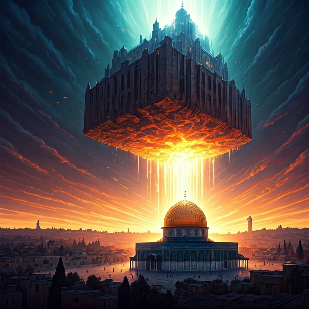Divine Temple Descends in Blazing Glory, Illuminating the Do...