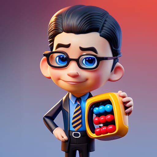 Full body character portrait avatar of an accountant with an abacus, by ...